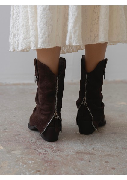 Karla Kahve Süet Hakiki Deri Kadın Bot fiyatları
