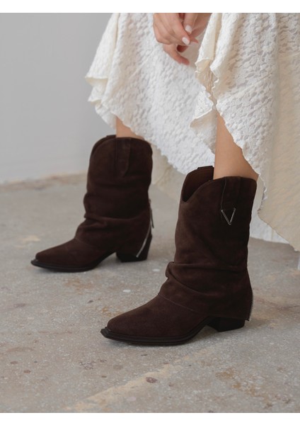 Karla Kahve Süet Hakiki Deri Kadın Bot indirimleri