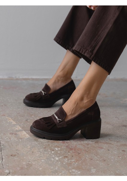 Epis Kahve Süet Hakiki Deri Kadın Makosen