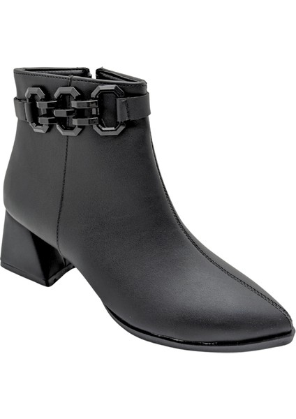 Xhaos | Zincir Detaylı Topuklu Bot - Siyah - 38