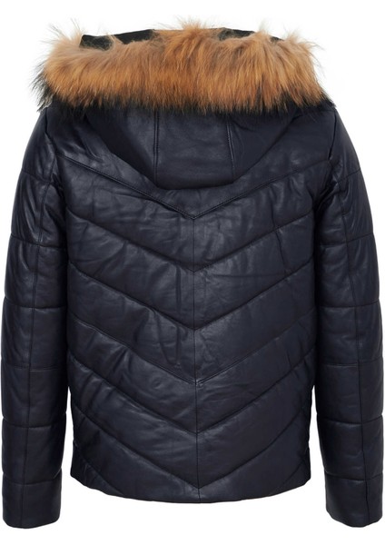 Lacivert Hakiki Deri Erkek Deri Mont - E23KDM310463-Q3R