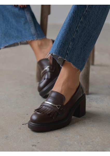 Epis Kahve Hakiki Deri Kadın Makosen
