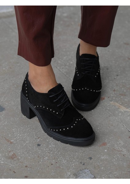 Lysi Siyah Süet Hakiki Deri Kadın Makosen modelleri