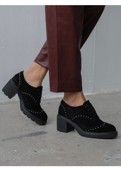 Lysi Siyah Süet Hakiki Deri Kadın Makosen fırsatları
