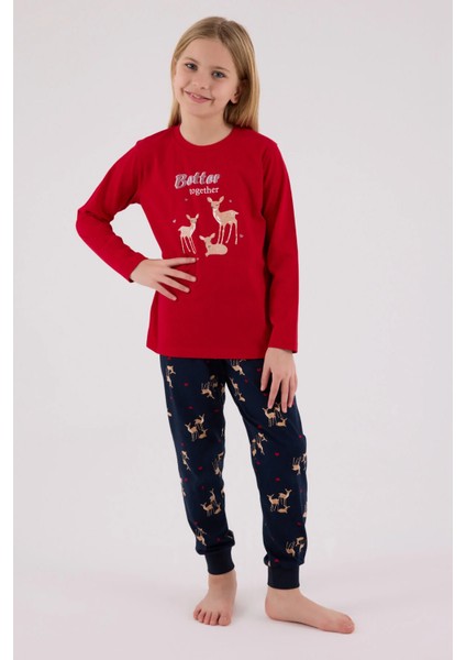 Kız Kırmızı Pijama Takımı