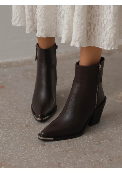 Devin Kahve Hakiki Deri Kadın Bot indirimleri