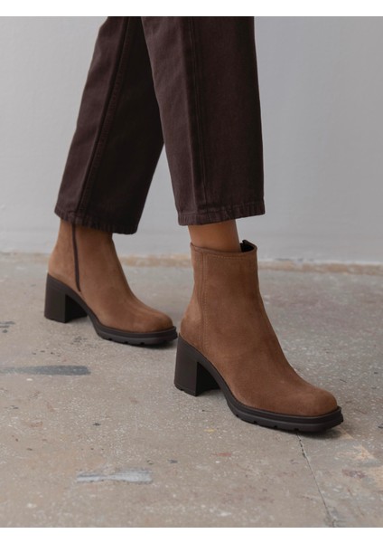 Etno Camel Süet Hakiki Deri Kadın Bot