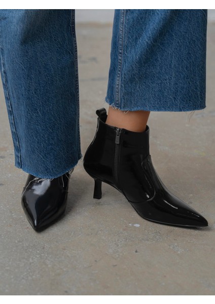 Akdor Siyah Rugan Hakiki Deri Kadın Bot