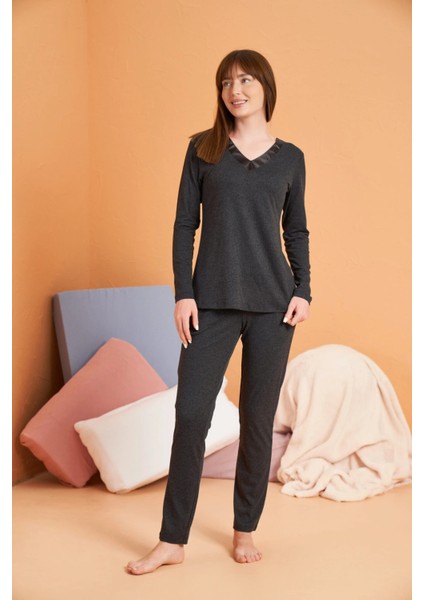 Pjs 28091 Kadın Uzun Kol V Yaka Pijama Takımı fiyatları