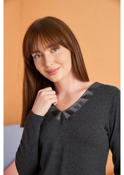 Pjs 28091 Kadın Uzun Kol V Yaka Pijama Takımı modelleri