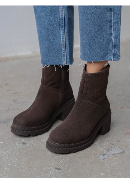 Muno Kahve Süet Hakiki Süet Kadın Bot