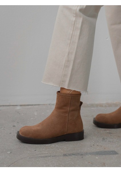 Esven Camel Süet Hakiki Deri Kadın Bot
