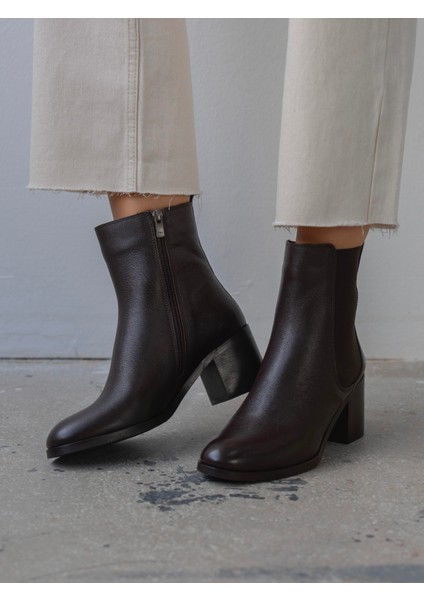 Codra Kahve Hakiki Deri Kadın Bot
