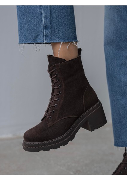 Nokka Kahve Süet Hakiki Deri Kadın Bot fırsatları