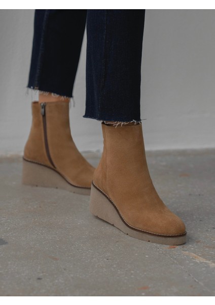 Nubia Camel Süet Hakiki Deri Kadın Bot