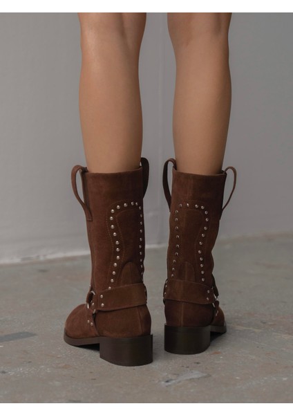 Vocal Kahve Süet Troklu Hakiki Deri Kadın Bot