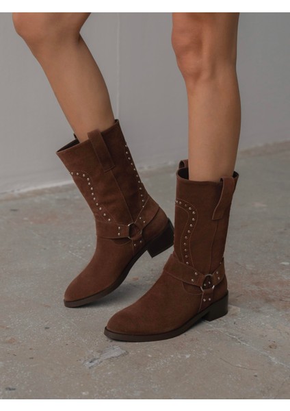 Vocal Kahve Süet Troklu Hakiki Deri Kadın Bot modelleri