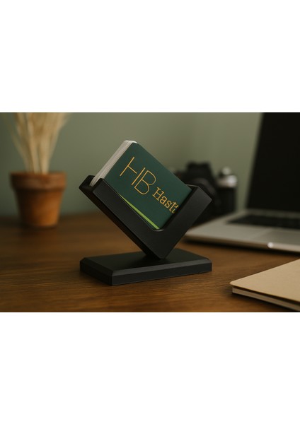 3D Baskı Kartvizit Standı Siyah Masaüstü Şık Ofis Organizer Kartlık Kart Tutucu Aparat