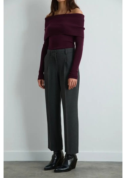 Havuç Kesim Kemerli Pantolon - Gri indirimleri