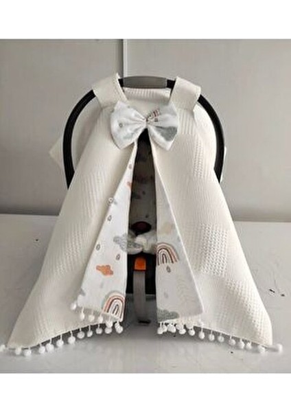 Puset Örtüsü ve Puset Minderi Wafel Pike Kumaşla Gri Renkli 115x80 cm modelleri