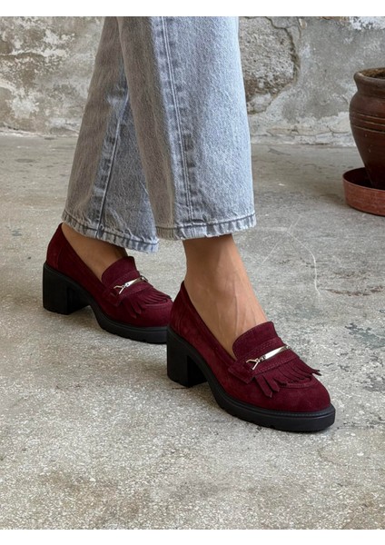 Epis Bordo Süet Hakiki Deri Kadın Makosen fiyatları