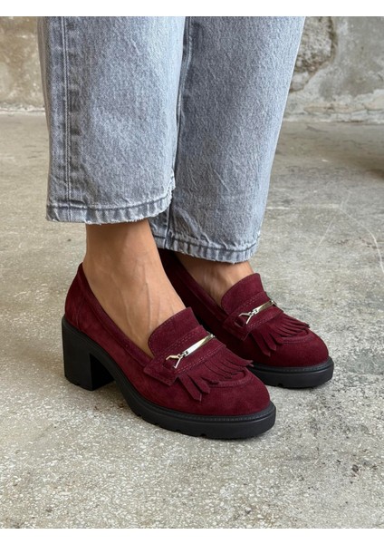 Epis Bordo Süet Hakiki Deri Kadın Makosen modelleri