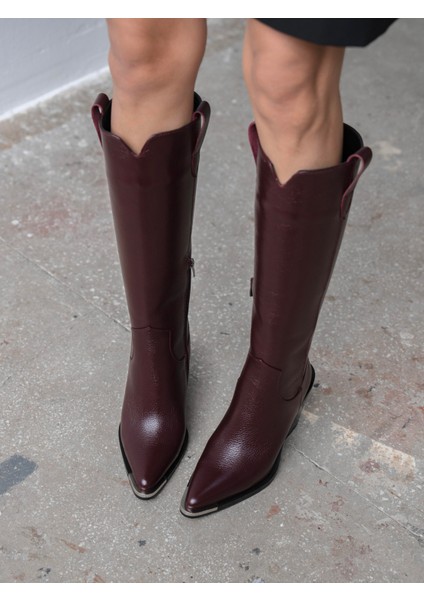 Zonia Bordo Hakiki Deri Kadın Çizme fiyatları