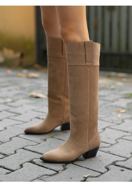 Lopez Camel Süet Hakiki Deri Çizme