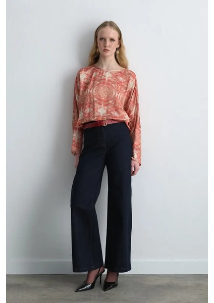 Bol Paça Denim Pantolon - Lacivert indirimleri