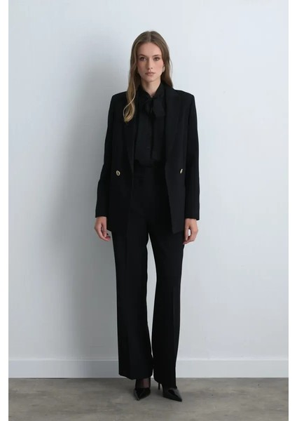 Bol Paça Krep Pantolon - Siyah modelleri