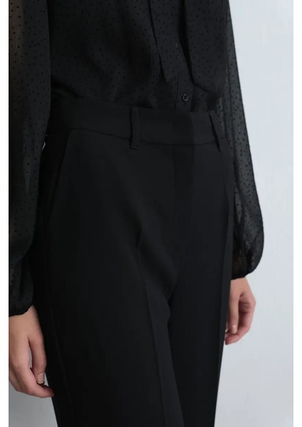 Bol Paça Krep Pantolon - Siyah fırsatları