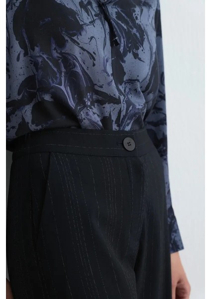 Anka Koleksiyonu Yünlü Silik Çizgi Pantolon - Lacivert modelleri