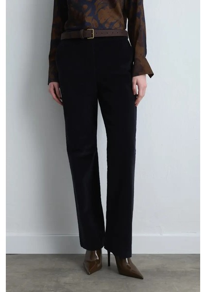 Anka Koleksiyonu Fitilli Kadife Boru Paça Pantolon - Lacivert fırsatları