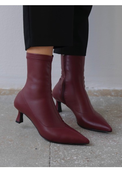 Bobby Streç Bordo Deri Bot