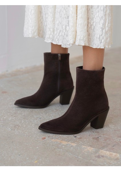Lerona Kahve Süet Hakiki Deri Kadın Bot