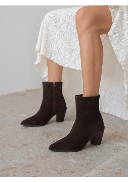 Lerona Kahve Süet Hakiki Deri Kadın Bot modelleri