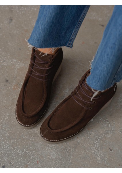 Durel Kahve Süet Hakiki Deri Kadın Bot modelleri