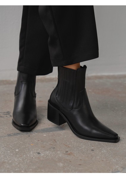 Rudy Siyah Hakiki Deri Kadın Bot indirimleri