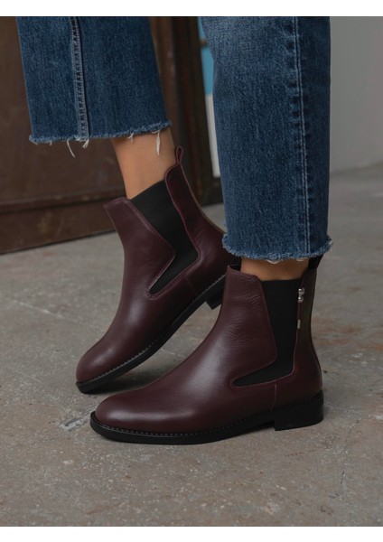 Ati Bordo Hakiki Deri Kadın Bot