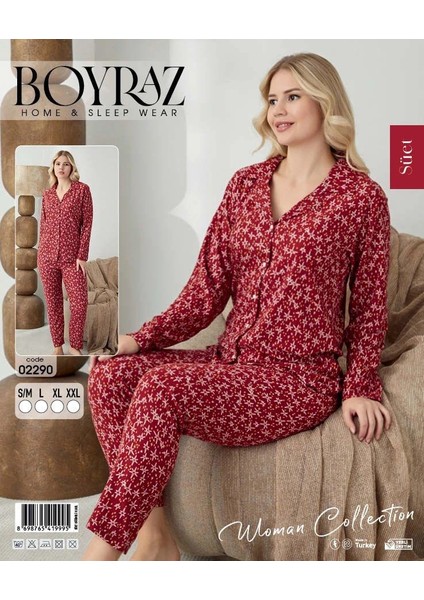 Boyraz 02290 Kadın Süet Uzun Kol Pijama Takımı