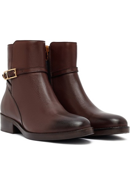 Kadın Kahverengi Fermuarlı Deri Bot 25WFD281418 fırsatları