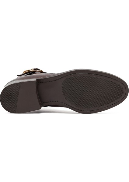 Kadın Kahverengi Fermuarlı Deri Bot 25WFD281418 indirimleri