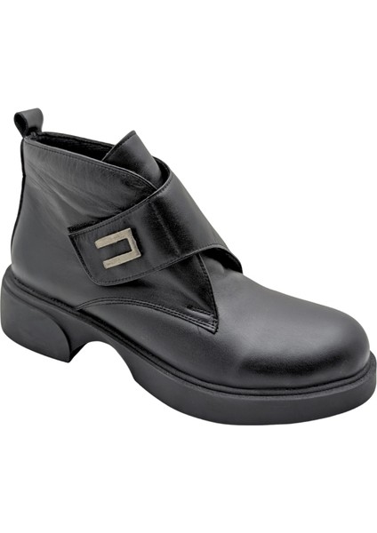 Arya - 815 | Hakiki Deri Ortopedik Cırtcırtlı Bot - Siyah - 39