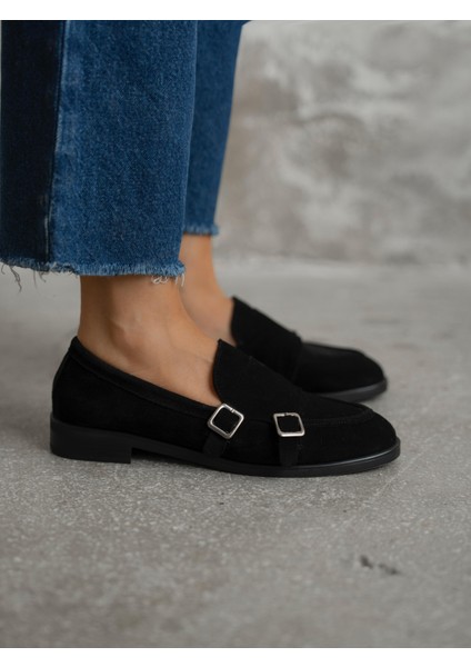 Vely Siyah Süet Hakiki Deri Kadın Makosen fırsatları