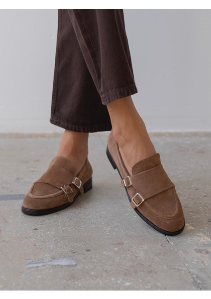 Vely Camel Süet Hakiki Deri Kadın Makosen