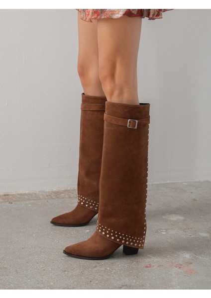 Codin Taba Süet Troklu Hakiki Deri Kadın Çizme