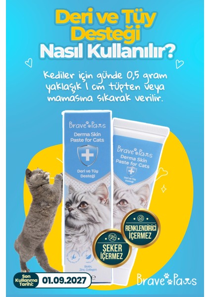 Kediler Için Deri ve Tüy Desteği – Parlak Tüyler, Sağlıklı Deri modelleri