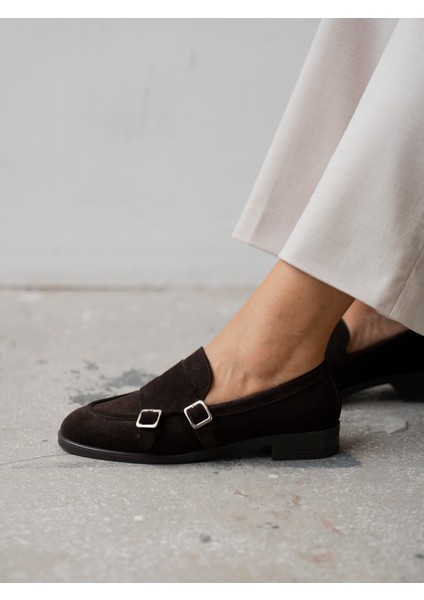 Vely Kahve Süet Hakiki Deri Kadın Makosen