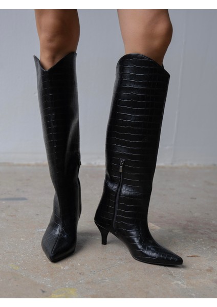 Zuris Siyah Kroko Çizme modelleri