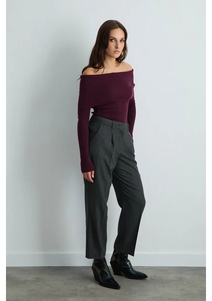 Havuç Kesim Kaşe Pantolon - Gri modelleri